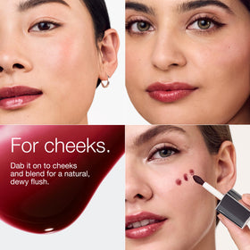 Clinique product applied on lips showing Black Honey color and conditioned shine benefit