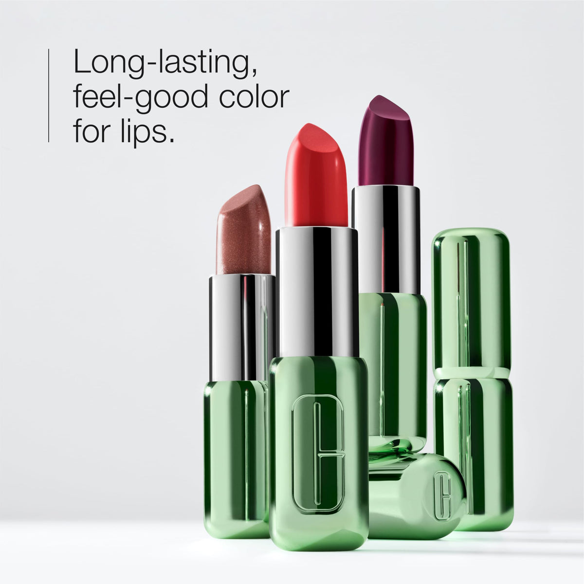 Clinique close-up of lipstick bullet revealing texture and precise tip for neat application