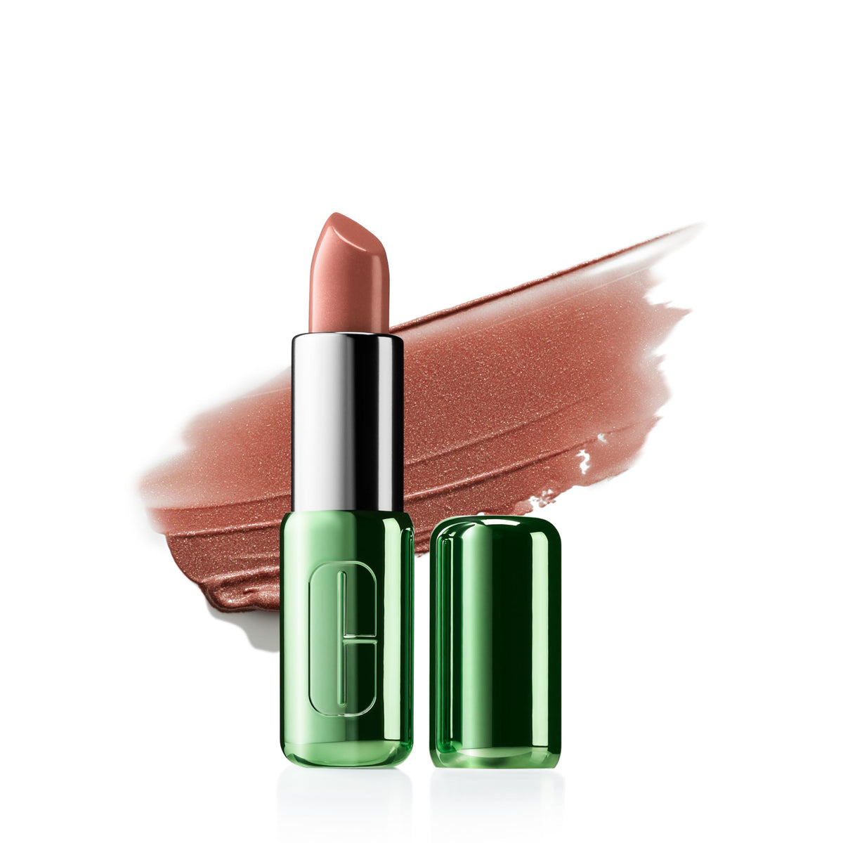 Clinique front packaging showing shade and finish, clear branding and color