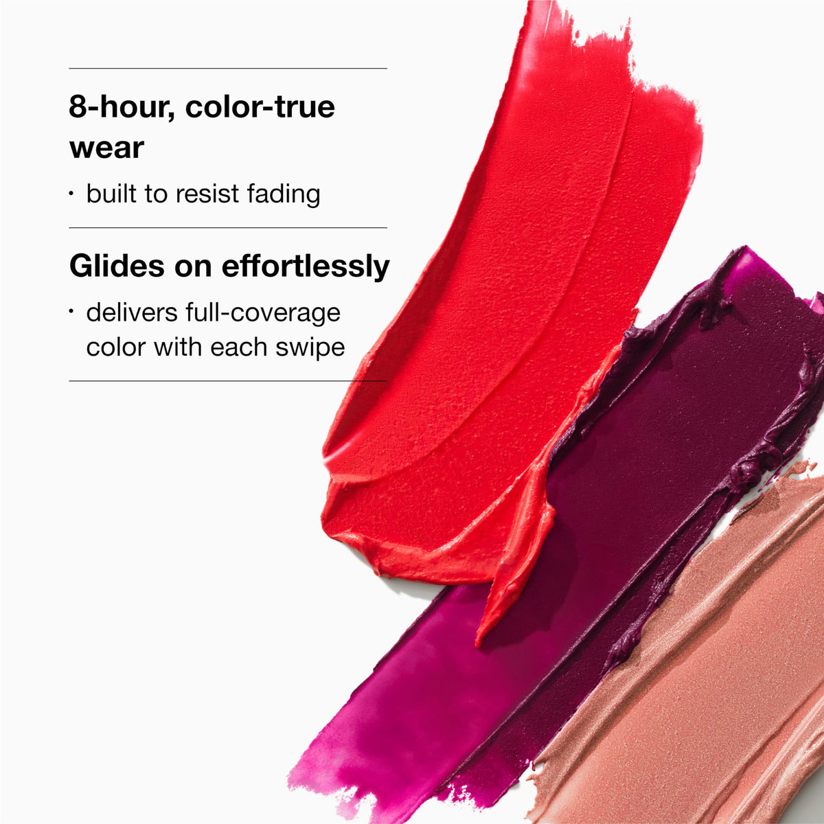 Clinique model wearing Poppy Pop shade on lips showing vibrant color payoff and long wear