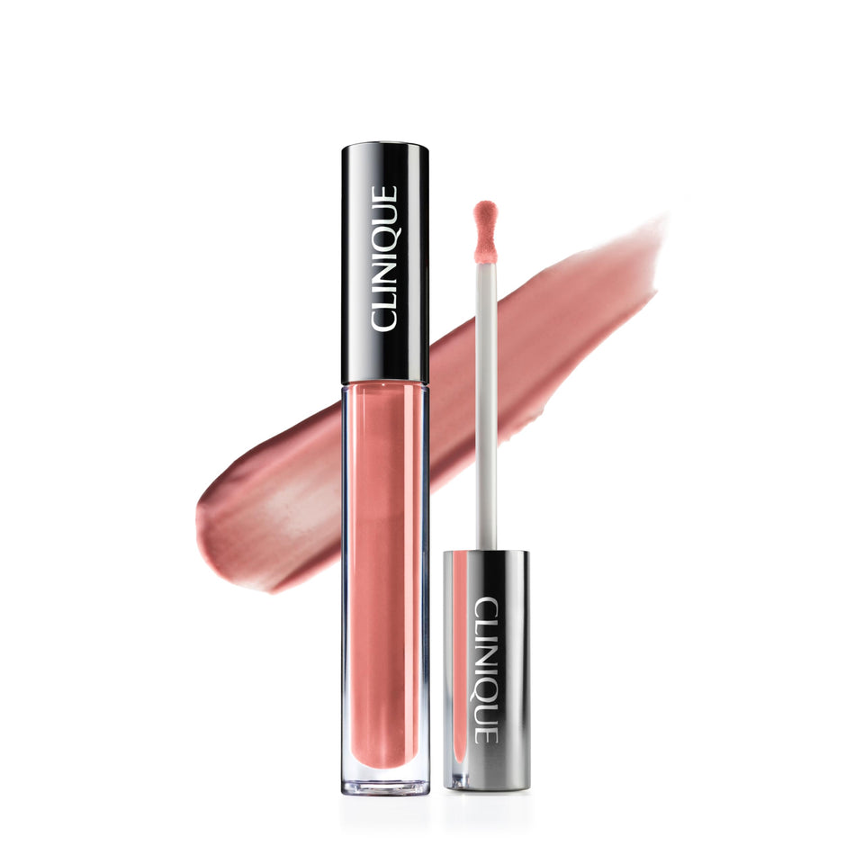 Clinique front packaging Chiffon Pop gloss showing shade and branding benefit: easy selection