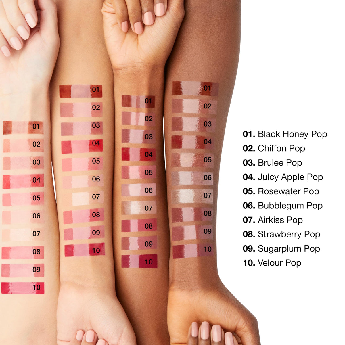 Clinique lip swatch on model highlighting shiny finish and enhanced lip definition
