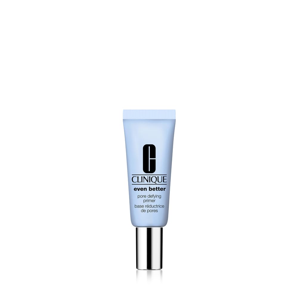 Clinique front packaging showing compact primer bottle and brand logo for trust