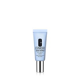 Clinique front packaging showing compact primer bottle and brand logo for trust
