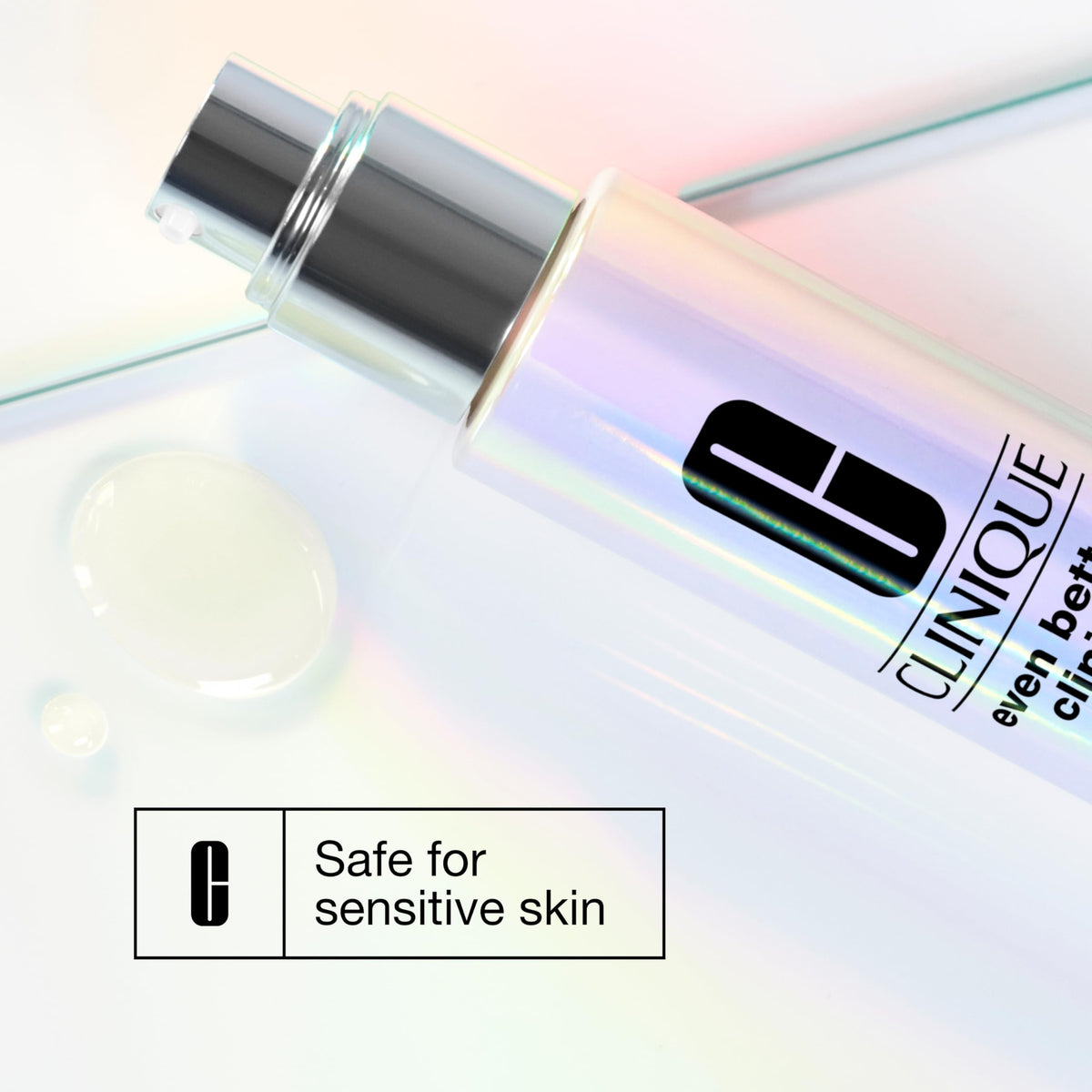 Clinique bottle with plant backdrop, conveys soothing, gentle-for-sensitive-skin benefit