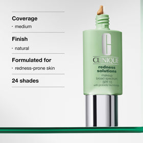 Clinique applied on model demonstrating redness neutralization and natural finish