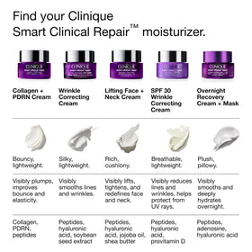 Clinique packaging label detail, brand highlights peptide and hyaluronic actives