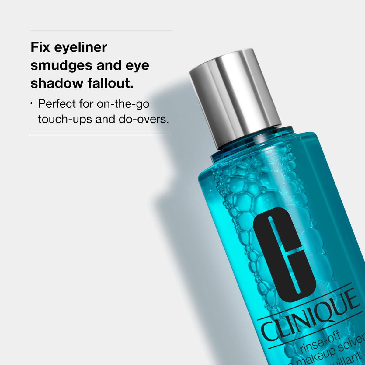 Clinique liquid pouring from bottle demonstrating quick removal benefit