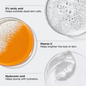 Clinique serum applied on hand showing immediate smoothing and plumping effect