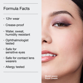 Clinique product applied on eyelid demonstrating instant color and crease resistance