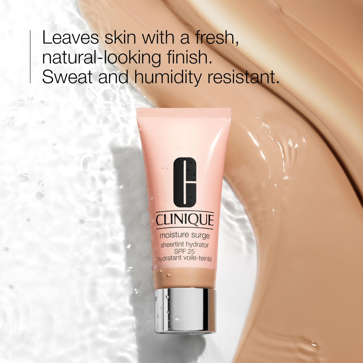 Clinique texture swatch showing lightweight, hydrating finish on skin