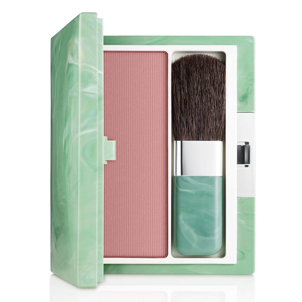 Clinique soft-pressed powder blusher compact front view shows shade and packaging benefit blendable color
