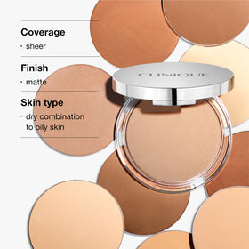 Clinique compact held in hand to show size and portable convenience