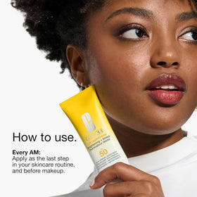 Clinique sunscreen on face in natural light showing soft, glowy finish