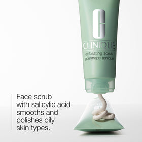 Clinique texture close-up revealing gentle scrub particles and smoothing benefit