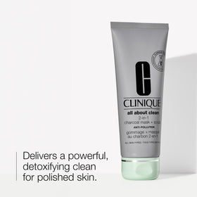 Clinique close-up of charcoal clay texture showing fine particles for effective detoxifying action
