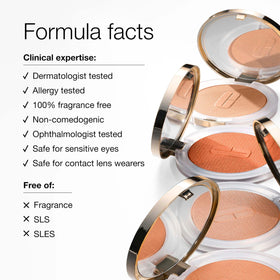 Clinique compact next to coin showing scale and travel-friendly size benefit