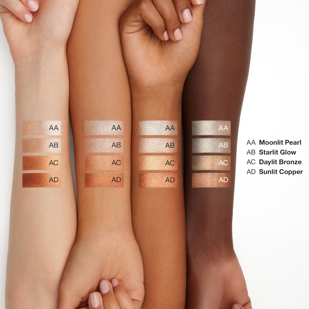 Clinique swatch on arm showing Daylit Bronze payoff benefit: true-to-skin radiance