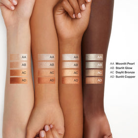 Clinique swatch on arm showing Daylit Bronze payoff benefit: true-to-skin radiance