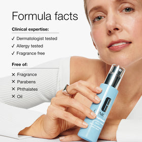 Clinique bottle against white background showing glass packaging and modern look