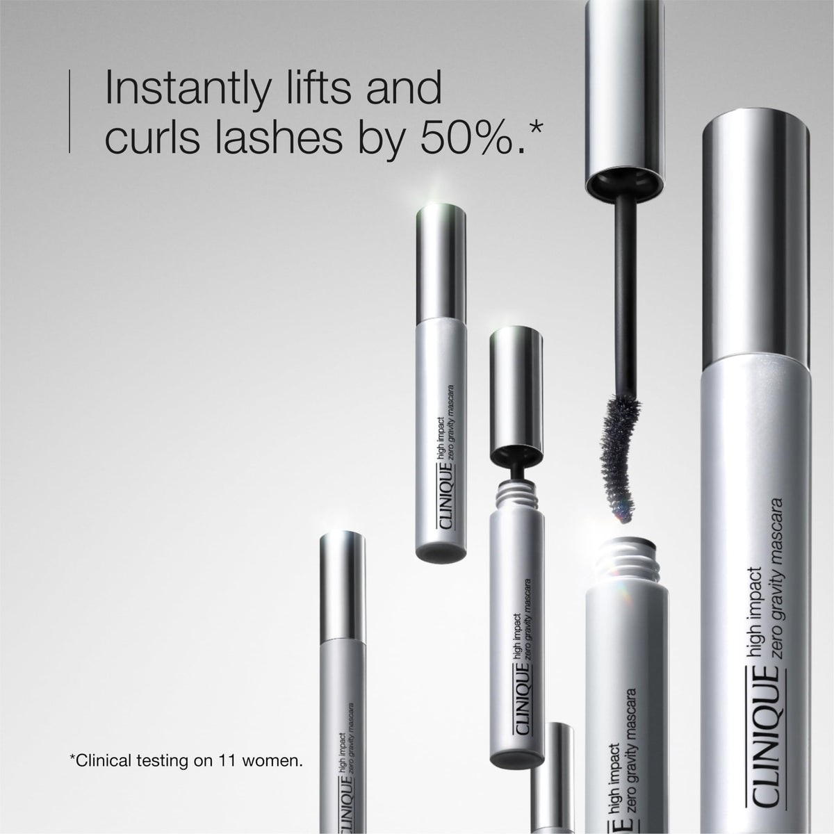 Clinique curved brush close-up demonstrating lift action and precision application