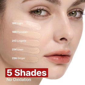 CLIO PROFESSIONAL puff applying cushion to cheek demonstrating easy use
