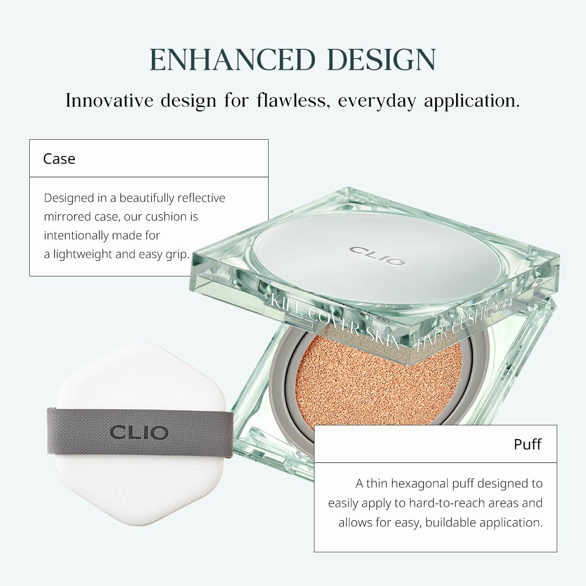 CLIO PROFESSIONAL cushion inside makeup bag showing everyday portability and readiness