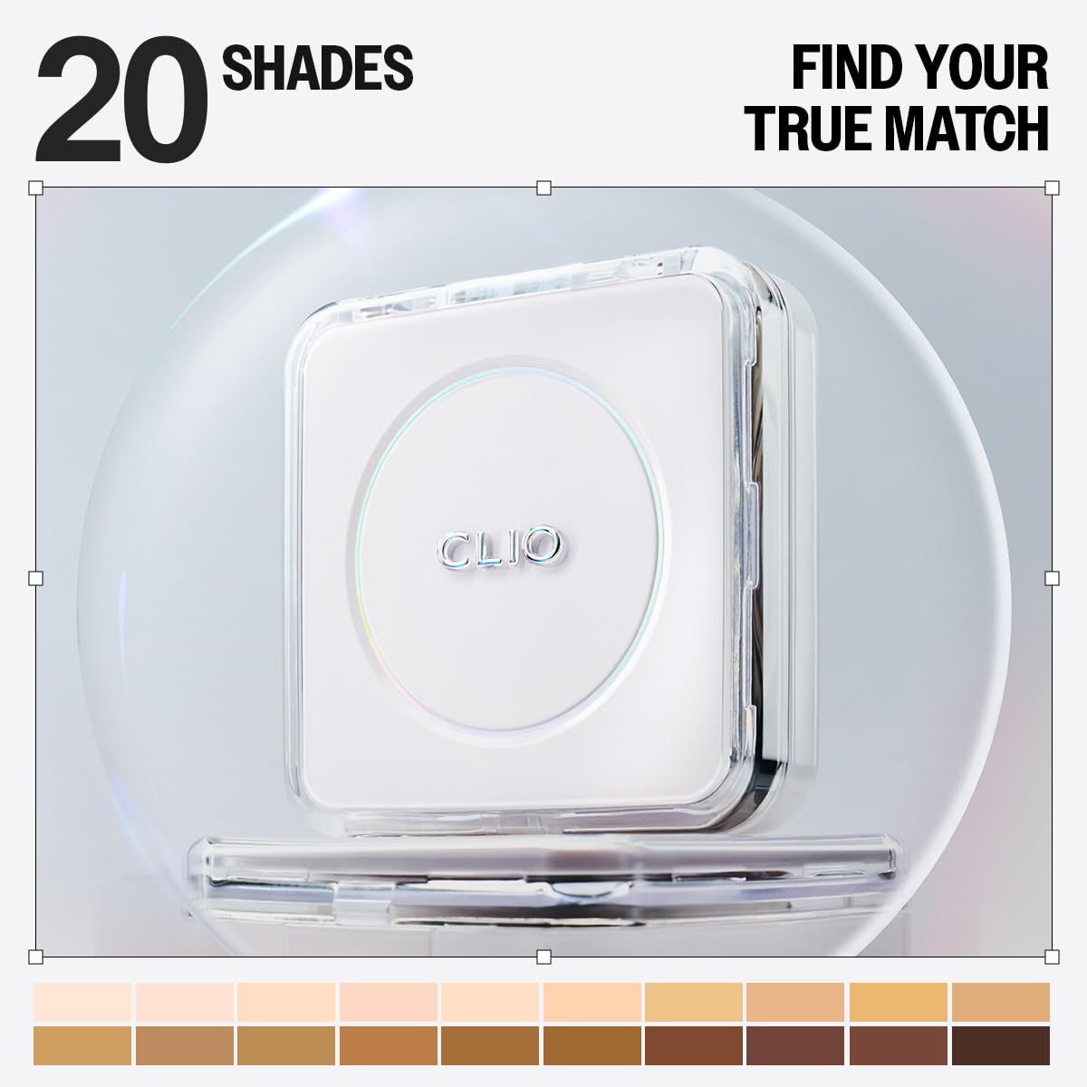 CLIO PROFESSIONAL close-up of cushion texture highlighting airy satin finish for breathable comfort