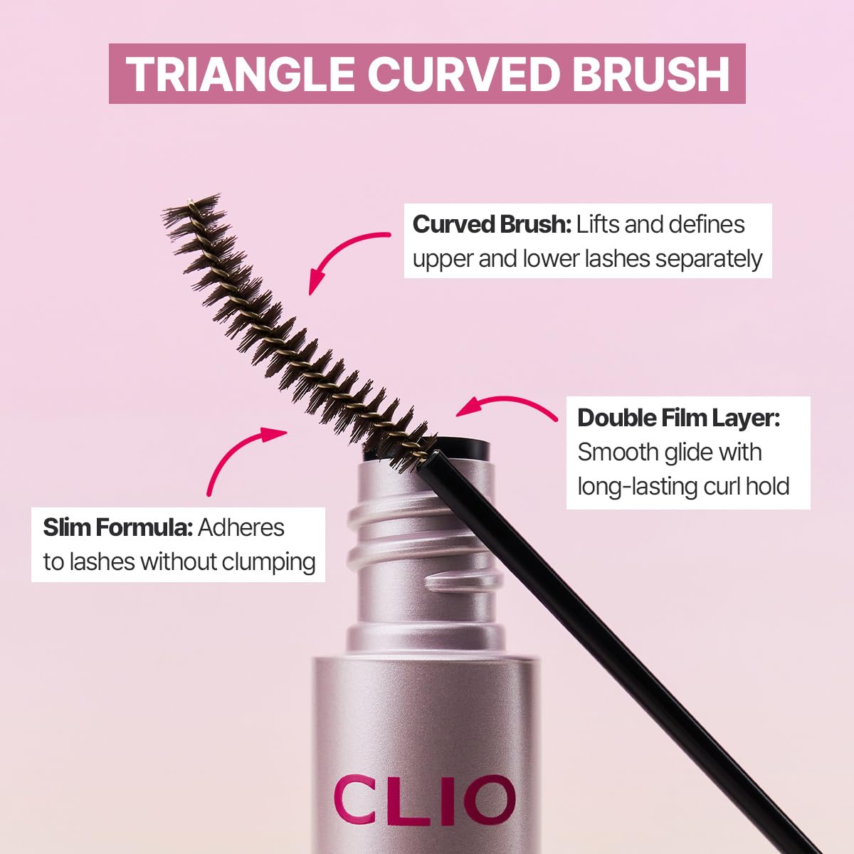 CLIO PROFESSIONAL rosy greige mascara swatches on skin for subtle color