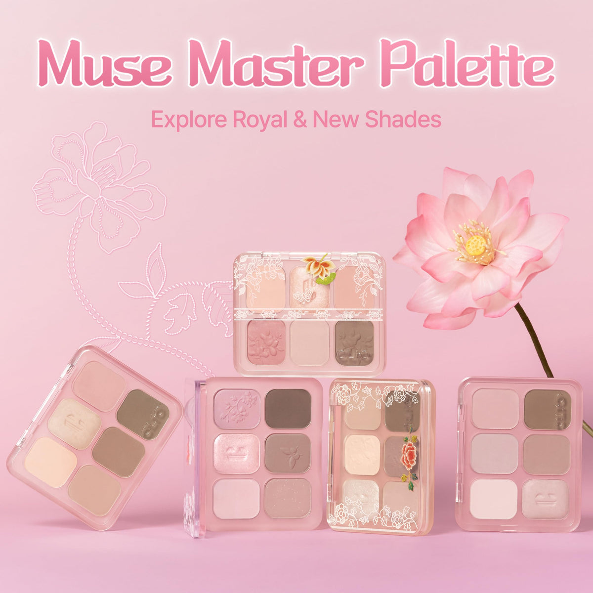 CLIO PROFESSIONAL open palette displaying six coral and neutral shades for easy looks