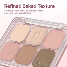CLIO PROFESSIONAL close-up of baked cream-powder texture highlighting smooth blendability