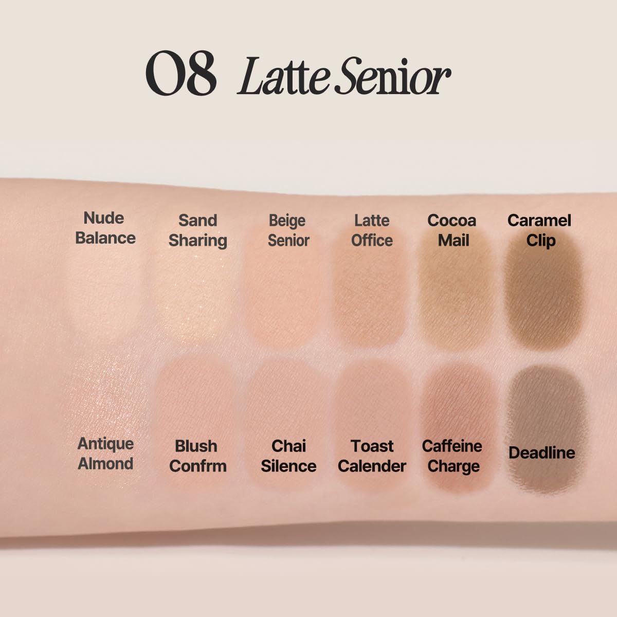 CLIO PROFESSIONAL model wearing a warm-brown eye look made with the palette demonstrating everyday finish