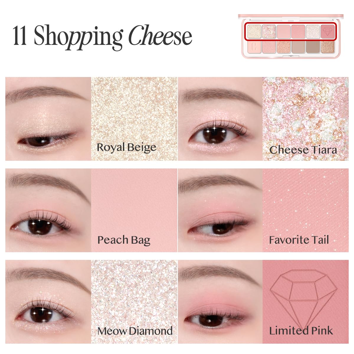 CLIO PROFESSIONAL palette applied on eyelid demonstrating wearable neutral shimmer and definition