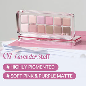 CLIO PROFESSIONAL open palette flatlay showing twelve shades for versatile looks