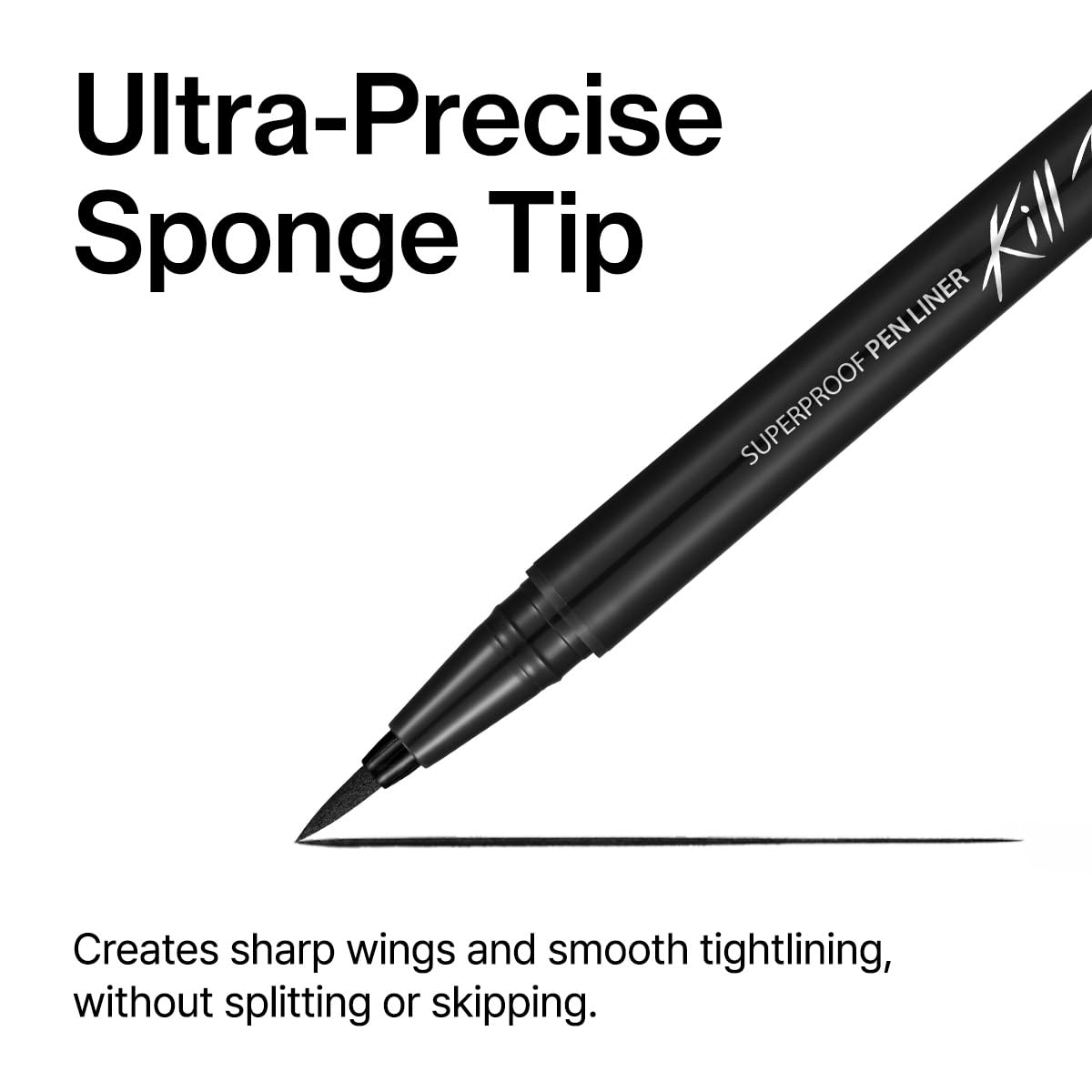 CLIO PROFESSIONAL winged eyeliner on eye illustrating sharp long-wear definition
