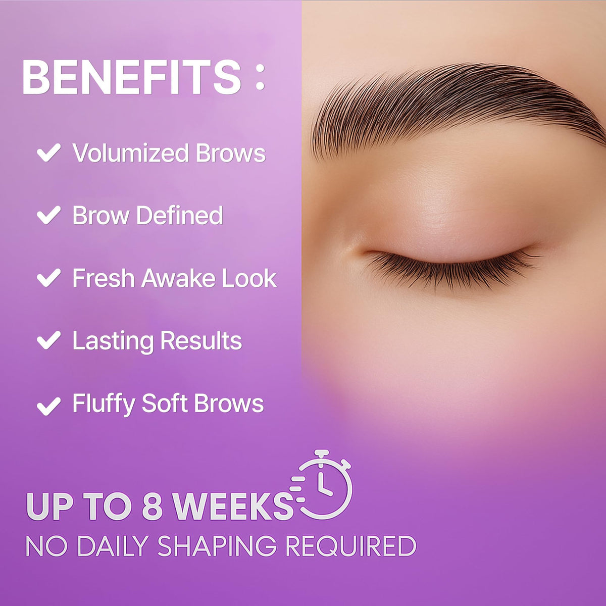 CLIONE PRIME before and after brows showing fuller lifted effect
