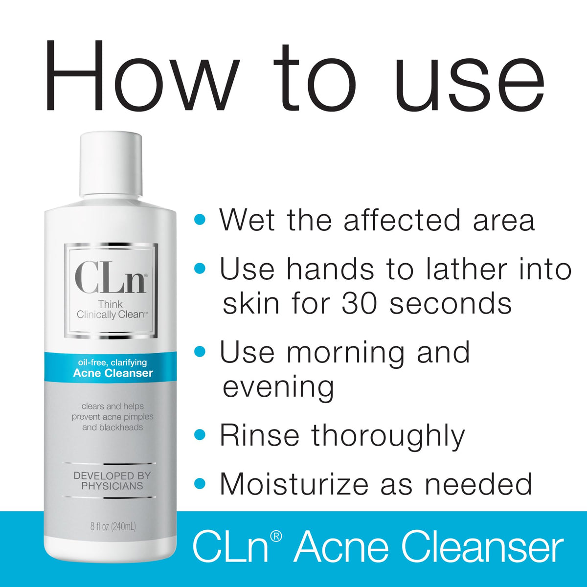 CLn on bathroom counter in lifestyle scene promoting daily routine use