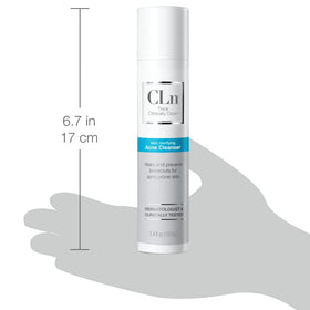 CLn label ingredients closeup showing salicylic acid and sodium hypochlorite information