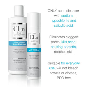 CLn cleanser lathered foam illustrating thorough yet non-drying cleanse