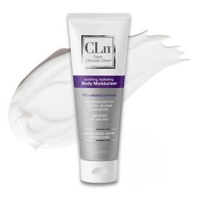 CLn front label of body moisturizer showing product name and benefits