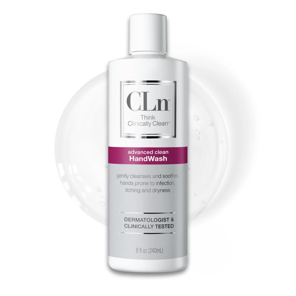CLn handwash front bottle view highlighting clinical packaging and gentle formula benefit