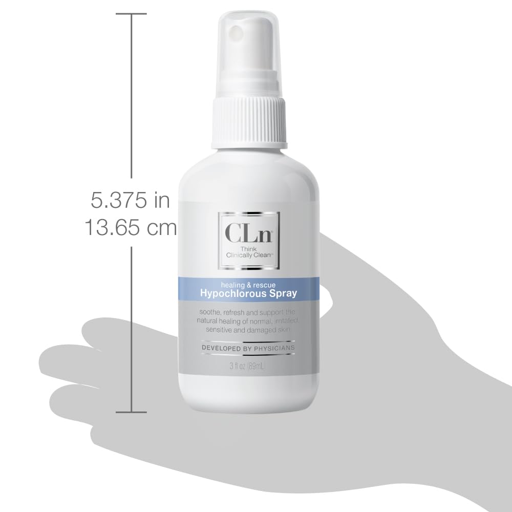 CLn bottle on bathroom counter suggesting daily gentle cleansing