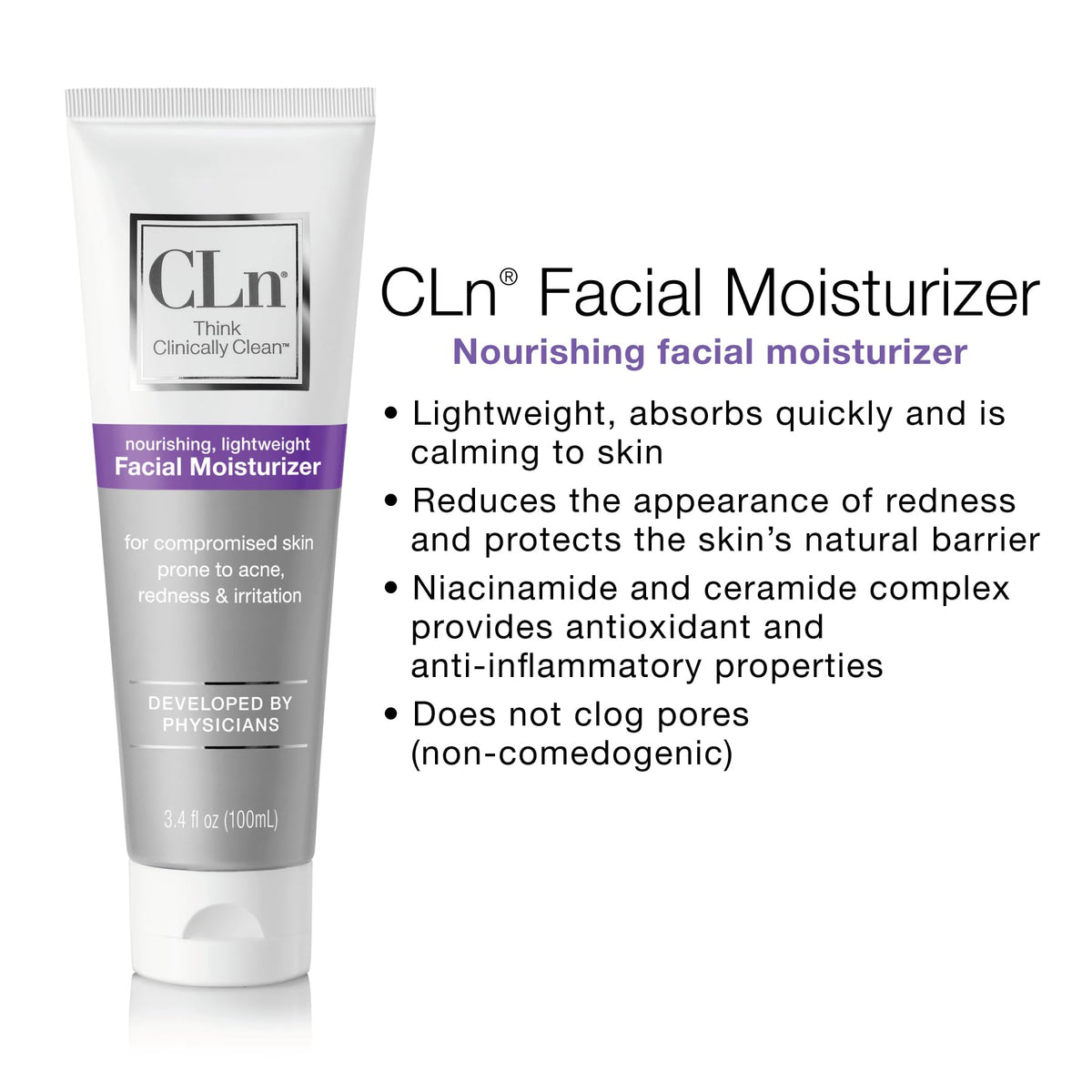CLn ingredient badge label highlighted to show hypoallergenic, fragrance-free benefits