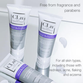 CLn moisturizer on hand demonstration illustrating smooth spreadability and non-greasy finish
