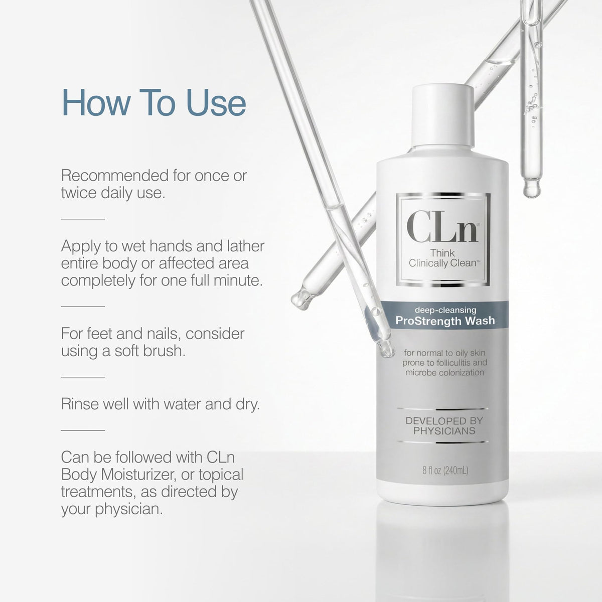 CLn ProStrength in-shower use demonstrating effective daily cleansing