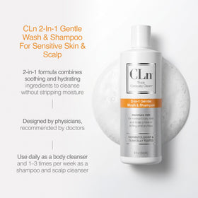 CLn bottle in hand showing 8 fl. oz. size for travel convenience