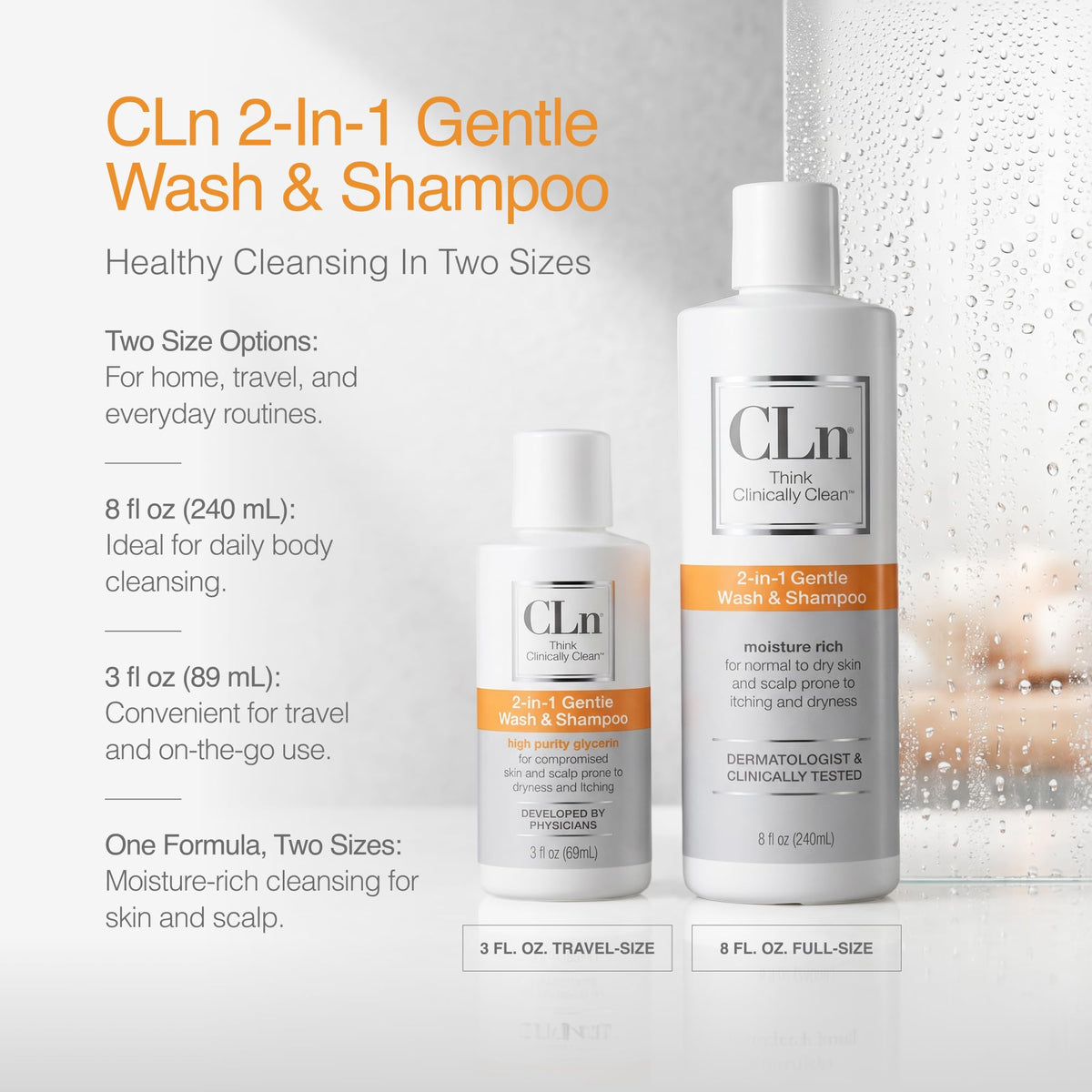 Applying CLn to scalp to show gentle cleansing for flakes and itch