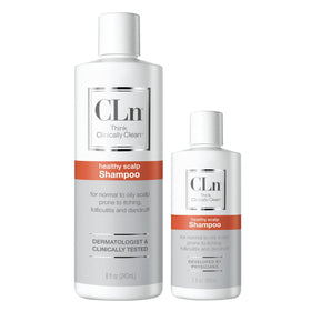 CLn shampoo in bathroom lifestyle setting conveying daily refresh and confidence
