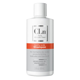 CLn shampoo front packaging showing 3 fl oz bottle and clean benefits