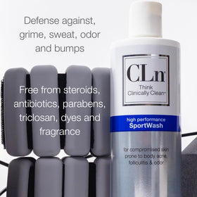 CLn SportWash applied to feet demonstrating foot odor control